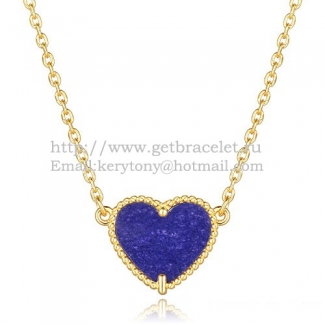 Van Cleef Arpels Sweet Alhambra Heart Pendant Yellow Gold With Lapis Stone Mother Of Pearl