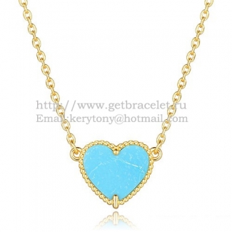 Van Cleef Arpels Sweet Alhambra Heart Pendant Yellow Gold With Turquoise Mother Of Pearl