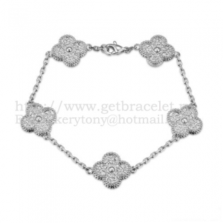 Van Cleef & Arpels Vintage Alhambra Bracelet 5 Motifs White Gold