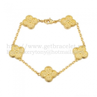 Van Cleef & Arpels Vintage Alhambra Bracelet 5 Motifs Yellow Gold