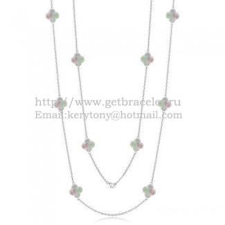 Van Cleef & Arpels Vintage Alhambra Necklace White Gold 10 Motifs With Gray Mother Of Pearl