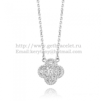 Van Cleef & Arpels Vintage Alhambra Pendant White Gold With Diamonds