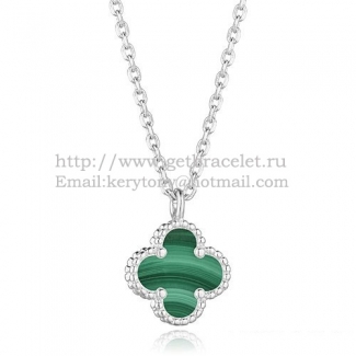 Van Cleef & Arpels Sweet Alhambra Pendant White Gold With Malachite Mother Of Pearl 9mm