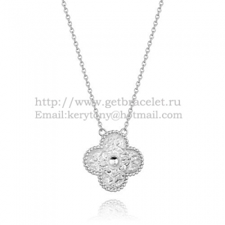 Van Cleef & Arpels Vintage Alhambra Pendant White Gold With Round Diamonds