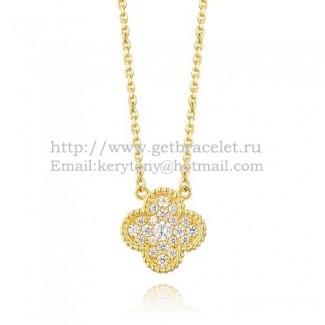 Van Cleef & Arpels Vintage Alhambra Pendant Yellow Gold With Diamonds