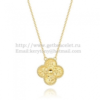 Van Cleef & Arpels Vintage Alhambra Pendant Yellow Gold With Round Diamonds