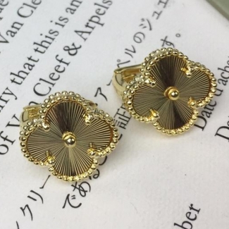 Van Cleef & Arpels Vintage Alhambra Earring Guilloch?? Yellow Gold