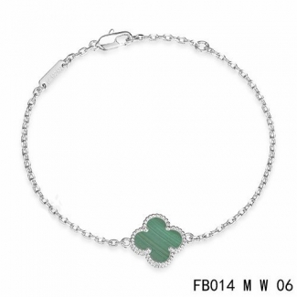 Fake Van Cleef & Arpels Sweet Alhambra Bracelet In White Gold With Malachite