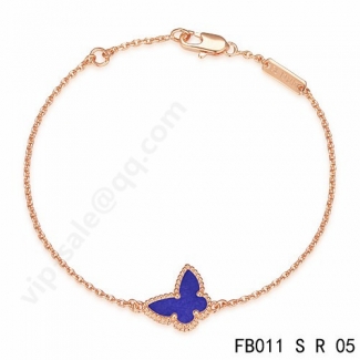 Replica Van Cleef & Arpels Sweet Alhambra Butterfly Bracelet In Pink Gold With Lapis Lazuli