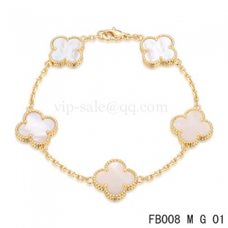 Imitation Van Cleef & Arpels Bracelet Jaune Avec 5 Motifs De Couleur Blanche