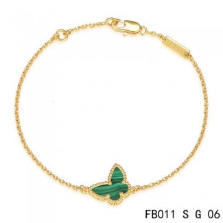 Cheap Van Cleef & Arpels Sweet Alhambra Bracelet In Yellow With Green Butterfly