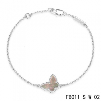 Fake Van Cleef & Arpels Sweet Alhambra Bracelet In White With Gray Butterfly