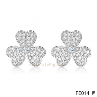 Fake Van Cleef & Arpels Frivole White Gold Earrings With Diamonds