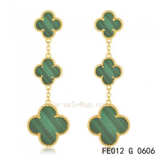 Replica Van Cleef & Arpels Malachite Yellow Gold Earrings