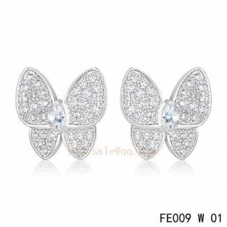 Replica Van Cleef & Arpels Butterflies White Gold Earrings With Diamonds