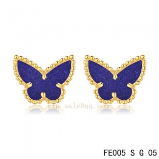 Imitation Van Cleef & Arpels Butterflies Amethyst Yellow Gold Earrings