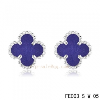 Fake Van Cleef & Arpels Clover Amethyst White Gold Earrings