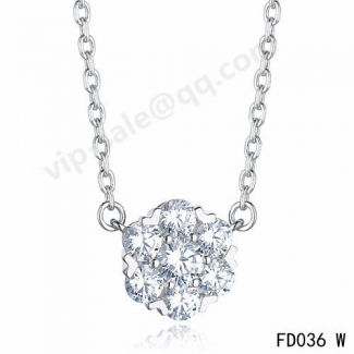 Replica Van Cleef & Arpels Fleurette Pendant In White Gold With Round Diamonds