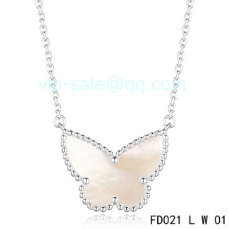 Imitation Van Cleef & Arpels Sweet Alhambra Butterfly Necklace In White Gold