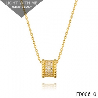 Van Cleef Arpels Yellow Gold Perlee Pendant with Diamonds 5 Rows