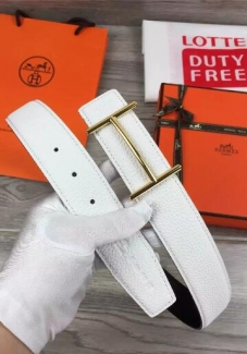 Hermes Reversible Belt White Togo Calfskin With 18k Gold H Buckle