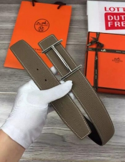 Hermes Reversible Belt Khaki Togo Calfskin With 18k Gold H Buckle