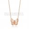 Van Cleef Arpels Butterfly Hollowing Carving Pendant Pink Gold With Diamond