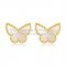 Van Cleef & Arpels Sweet Alhambra Butterfly Earrings Yellow Gold With White Mother Of Pearl