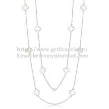 Van Cleef & Arpels Vintage Alhambra Necklace White Gold 10 Motifs With White Mother Of Pearl