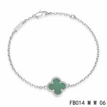 Fake Van Cleef & Arpels Sweet Alhambra Bracelet In White Gold With Malachite