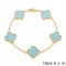 Fake Van Cleef & Arpels Alhambra Bracelet In Yellow With 5 Blue Clover