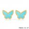 Fake Van Cleef & Arpels Butterflies Turquoise Yellow Gold Earrings