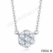 Replica Van Cleef & Arpels Fleurette Pendant In White Gold With Round Diamonds