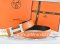 Hermes Reversible Belt Orange/Black Ostrich Stripe Leather With 18K White Silver H Buckle