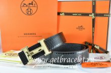 Hermes Reversible Belt White/Black Snake Stripe Leather With 18K Gold Prints Coach Stripe H Buckle