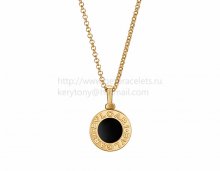 Fake BVLGARI BVLGARI necklace Yellow Gold Chain with Onyx