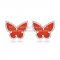 Van Cleef & Arpels Sweet Alhambra Butterfly Earrings White Gold With Carnelian Mother Of Pearl