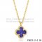 Van Cleef & Arpels Sweet Alhambra Pendant Yellow Gold With Lapis Stone Mother Of Pearl 9mm