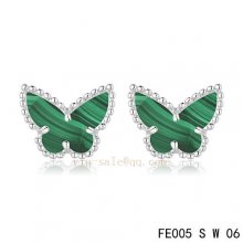 Imitation Van Cleef & Arpels Butterflies Malachite White Gold Earrings