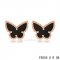 Fake Van Cleef & Arpels Butterflies Onyx Pink Gold Earrings