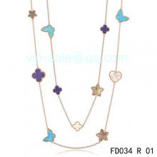 Imitation Van Cleef & Arpels Necklace In Pink Gold With 13 Motifs