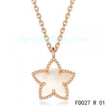 Imitation Van Cleef & Arpels Alhambra Maple Leaf Pendant In Pink Gold