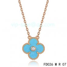 Fake Van Cleef & Arpels Vintage Alhambra Pendant In Pink Gold