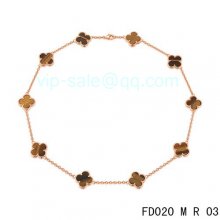 Fake Van Cleef & Arpels Vintage Alhambra Necklace In Pink Gold With 10 Motifs