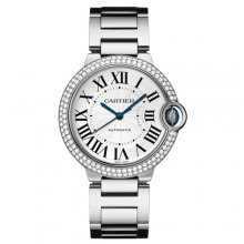 Ballon Bleu de Cartier medium swiss automatic watch 18kt white gold diamonds bezel