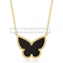 Van Cleef Arpels Lucky Alhambra Butterfly Pendant Yellow Gold With Black Onyx Mother Of Pearl