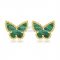 Van Cleef & Arpels Sweet Alhambra Butterfly Earrings Yellow Gold With Malachite Mother Of Pearl