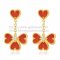 Van Cleef & Arpels Sweet Alhambra Effeuillage Earrings Yellow Gold With Carnelian Mother Of Pearl