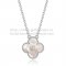 Van Cleef & Arpels Vintage Alhambra Pendant White Gold With White Mother Of Pearl Round Diamonds