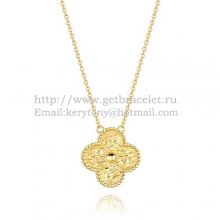 Van Cleef & Arpels Vintage Alhambra Pendant Yellow Gold With Round Diamonds